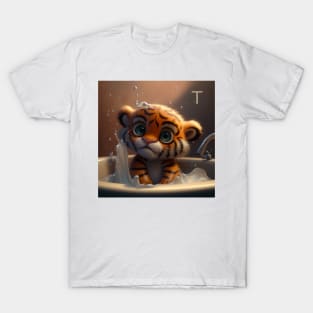 Letter T for Tiger taking a bath from AdventuresOfSela T-Shirt